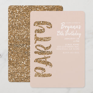Glitter Roze Gouden Blush VERJAARDAGSFEESTJE elke Kaart
