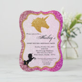 Glitter Roze Gouden Eenhoorn Sweet 16 Verjaardag U Kaart (Staand voorkant)
