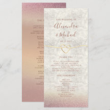 Glitter Roze Gouden Huwelijksprogramma