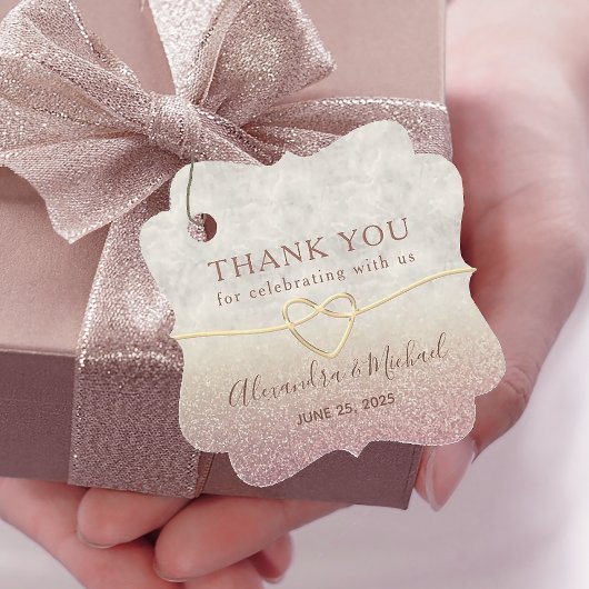 Glitter Roze Gouden Trouw Dank Je Bedankjes Labels