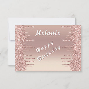 Glitter Roze Gouden Verjaardagskaart Met Naam Pers Kaart