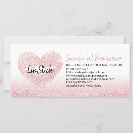 Glitter Roze Hart Lippen Make-up Artiest Cash (Achterkant)