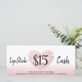 Glitter Roze Hart Lippen Make-up Artiest Cash (Staand voorkant)