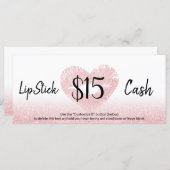 Glitter Roze Hart Lippen Make-up Artiest Cash (Voorkant / Achterkant)