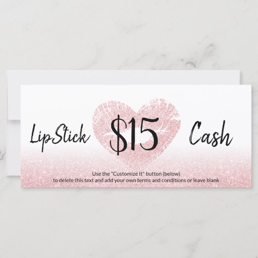 Glitter Roze Hart Lippen Make-up Artiest Cash (Voorkant)