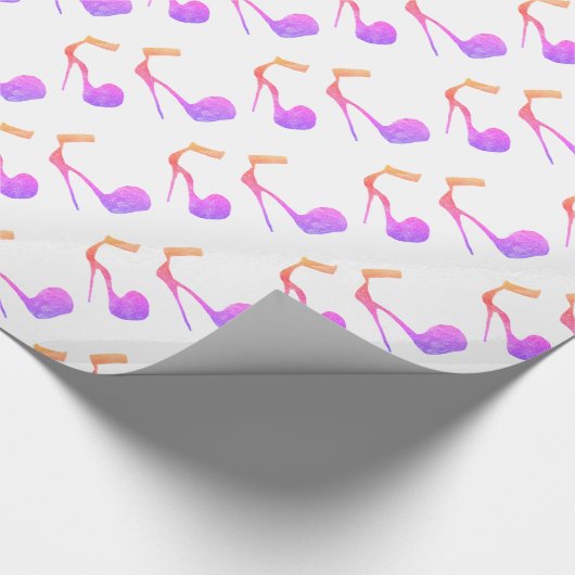 Glitter roze hoge hak schoenen cadeaupapier (Hoek)