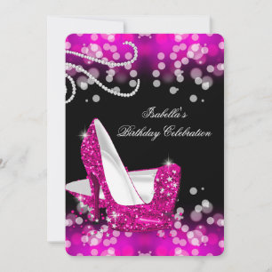 Glitter Roze Hoge Hakken Diamanten Verjaardag Kaart