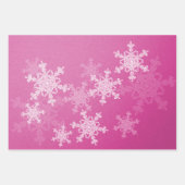 Glitter Roze Icy Blue Golden Snowflakes Kerstmis Inpakpapier Vel (Voorkant 3)