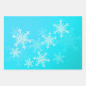Glitter Roze Icy Blue Golden Snowflakes Kerstmis Inpakpapier Vel (Voorkant)