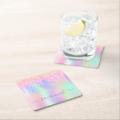 Glitter roze iriserende roze goud regenboog verjaa kartonnen onderzetters (Insitu)