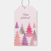 Glitter roze kerstboom patroon cadeaulabel (Voorkant)