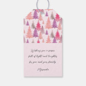 Glitter roze kerstboom patroon cadeaulabel (Achterkant)