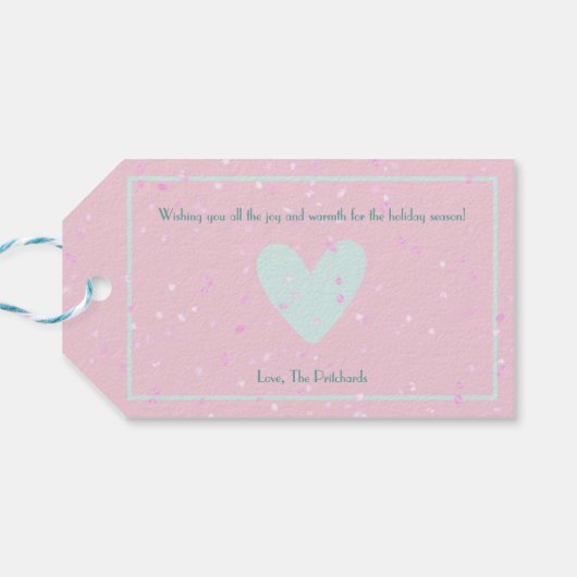  Glitter Roze Kerstcadeau Label Cadeaulabel (Achterkant Horizontaal)