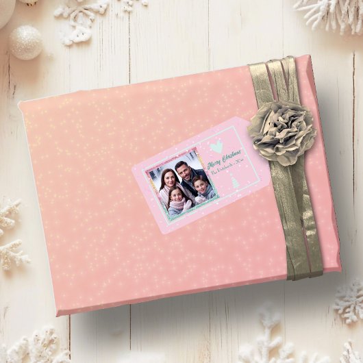  Glitter Roze Kerstcadeau Label Cadeaulabel