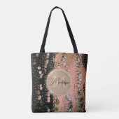 Glitter Roze Koraal en Zwarte Sjaal Gepersonalisee Tote Bag (Achterkant)