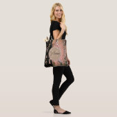 Glitter Roze Koraal en Zwarte Sjaal Gepersonalisee Tote Bag (Op model)