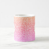 Glitter Roze Koraal Roos Goud Rond Monogram Koffiemok (Center)