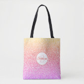 Glitter Roze Koraal Roos Goud Rond Monogram Tote Bag (Voorkant)