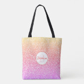 Glitter Roze Koraal Roos Goud Rond Monogram Tote Bag (Achterkant)