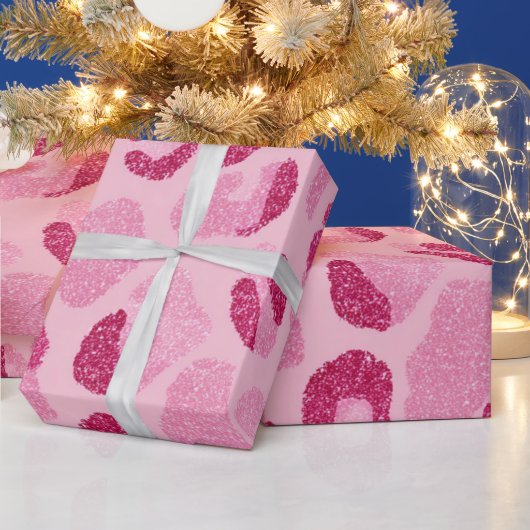 Glitter Roze Luipaard Patroon Cadeaupapier (Feestdagen)