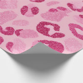 Glitter Roze Luipaard Patroon Cadeaupapier (Hoek)