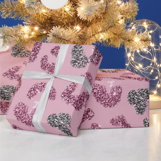 Glitter Roze Luipaard Patroon Cadeaupapier (Feestdagen)