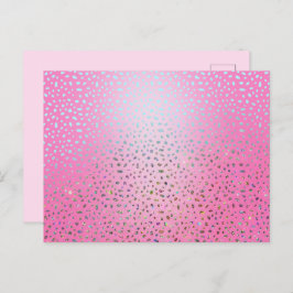 Glitter Roze Luipaardprint Briefkaart