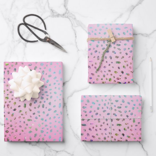 Glitter Roze Luipaardprint Inpakpapier Vel (Voorkant)