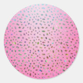 Glitter Roze Luipaardprint Ronde Sticker (Voorkant)