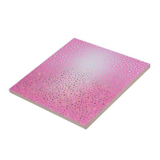 Glitter Roze Luipaardprint Tegeltje (Zijkant)