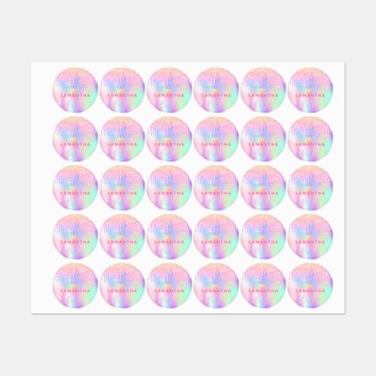 Glitter roze magische eenhoorn kleding labels (Vel)