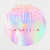 Glitter roze magische eenhoorn kleding labels (Design 1)
