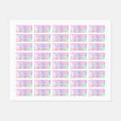 Glitter roze magische regenboogholografische kledi labels (Vel)