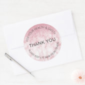 Glitter Roze Marmer Sociale Afstand Salon Ronde Sticker (Envelop)