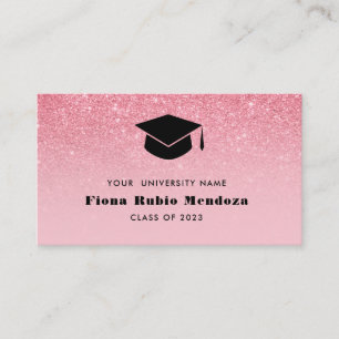 Glitter Roze Ombre Chic Afstudeerhoed Naam Invoege Visitekaartje