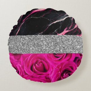 Glitter Roze Ombre Rozen Glitter Chic Rond Kussen