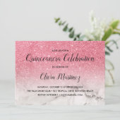 Glitter Roze Ombre wit marmer Quinceañera Kaart (Staand voorkant)