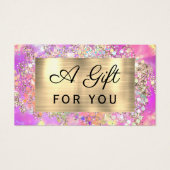Glitter roze opaal cadeaubon visitekaartje (Voorkant)