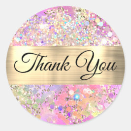 Glitter roze opaal dank u sticker