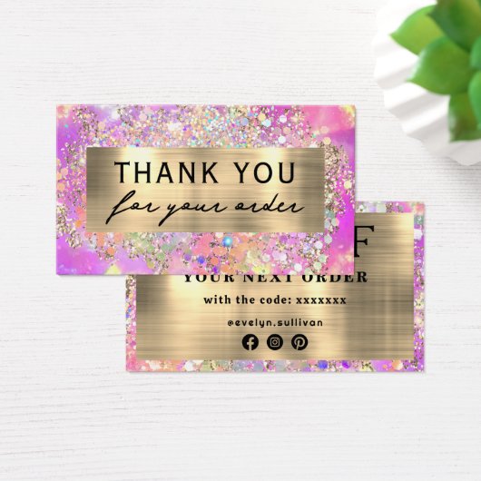 Glitter roze opaal kortingskaart visitekaartje (Bureau)