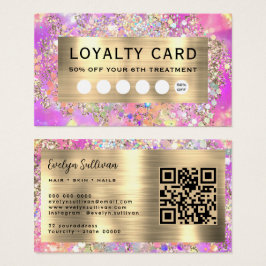 Glitter roze opaal loyalty card visitekaartje