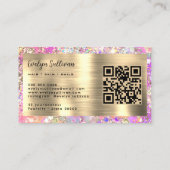 Glitter roze opaal visitekaartje (Achterkant)