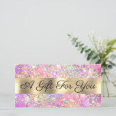 Glitter roze opal cadeaubon (Staand voorkant)