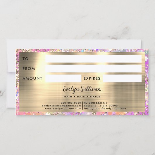 Glitter roze opal cadeaubon (Achterkant)