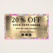 Glitter roze opal kortingskaart visitekaartje (Achterkant)