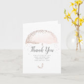 Glitter roze paraplu baby shower bedankt kaart (Gele Bloem)