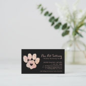Glitter Roze Pet Sitter Grooming Paw Visitekaartje (Staand voorkant)