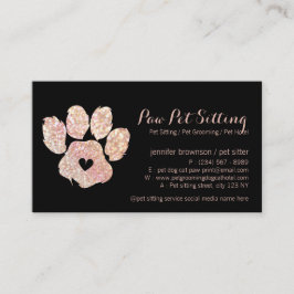 Glitter Roze Pet Sitter Grooming Paw Visitekaartje