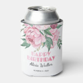 Glitter roze pioen bloemengroen Verjaardag Blikjeskoeler (Blikje Voorkant)