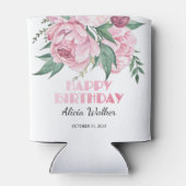 Glitter roze pioen bloemengroen Verjaardag Blikjeskoeler (Achterkant)